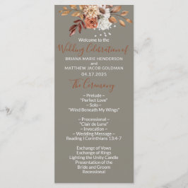 Programa de Boda Gris con Bouquet Floral Fall