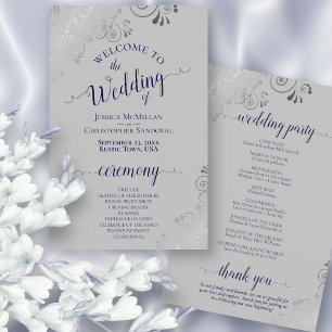 Programa de Boda Gris con presupuesto de encaje az