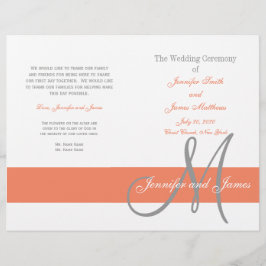 Programa de Boda Gris Coral | Monograma