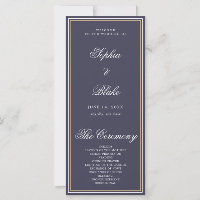 Programa de Boda Gris Pizarra Minimalista Elegante (Anverso)