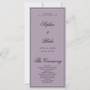 Programa de Boda Gris Púrpura Minimalista Elegante