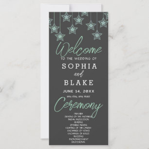 Programa de Boda Gris Sombra con Estrellas Verdes 