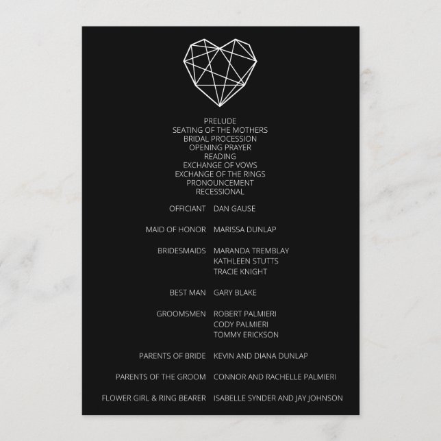 Programa de Boda Heartlines (Anverso)