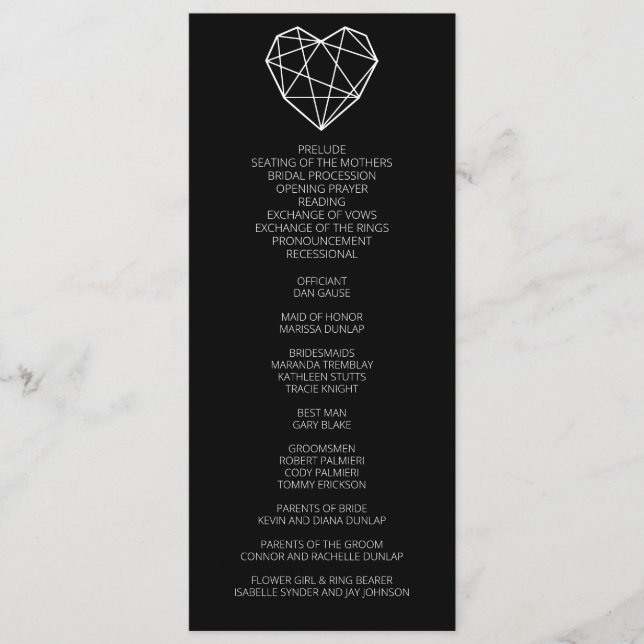 Programa de Boda Heartlines (Anverso)