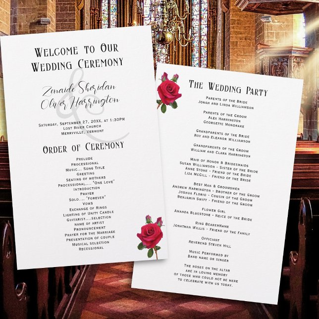 Programa de Boda Hoja Plana Rosas Rojas (Subido por el creador)