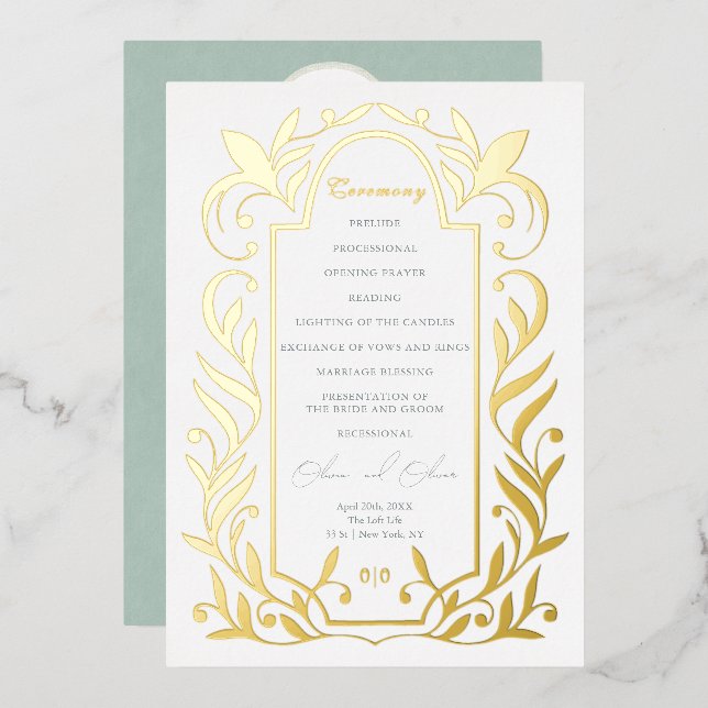 Programa de Boda Hojas Verdes (Anverso/Reverso)
