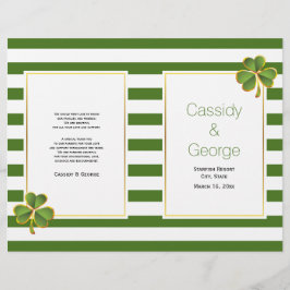 Programa de boda irlandés doblado con rayas verdes