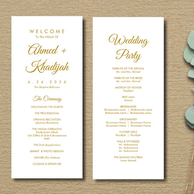 Programa de Boda Islámico Moderno Minimalista Eleg (Subido por el creador)