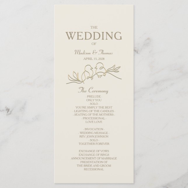 Programa de Boda Ivory Gold (Anverso)