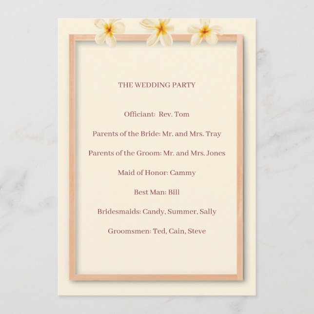 Programa de Boda Jardín Floral Romántico (Anverso)