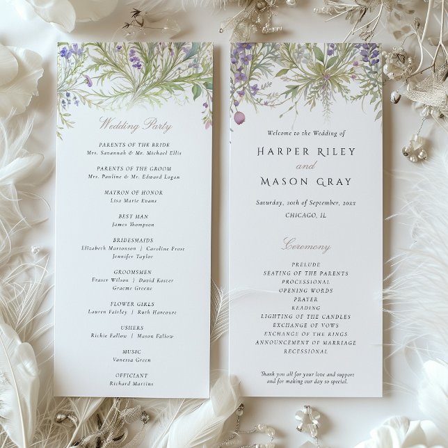 Programa de Boda Jardín Herbal Colores Pastel (Subido por el creador)