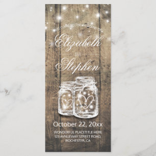 Programa de Boda Ligera Rustic Wood Mason Jar