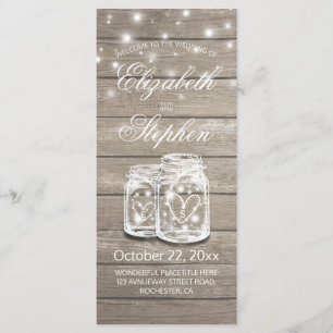 Programa de Boda Ligera Rustic Wood Mason Jar