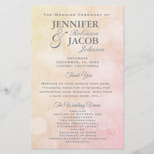 Programa de Boda Lovely Peach (Anverso)