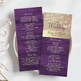 Programa de Boda Luces de Cuerda Rústicas Moradas