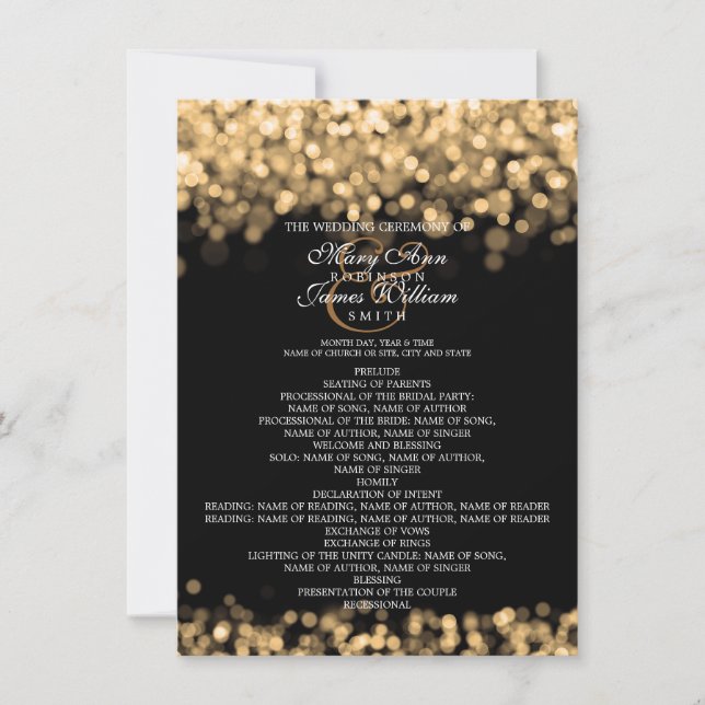 Programa de Boda Luces de Oro (Anverso)