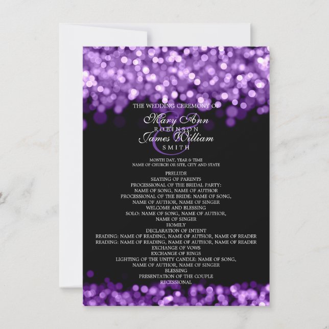 Programa de Boda Luces Purpura (Anverso)