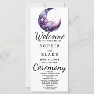Programa de Boda Luna de Creciente Azul y Morado
