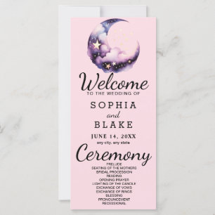 Programa de Boda Luna de Creciente Azul y Morado