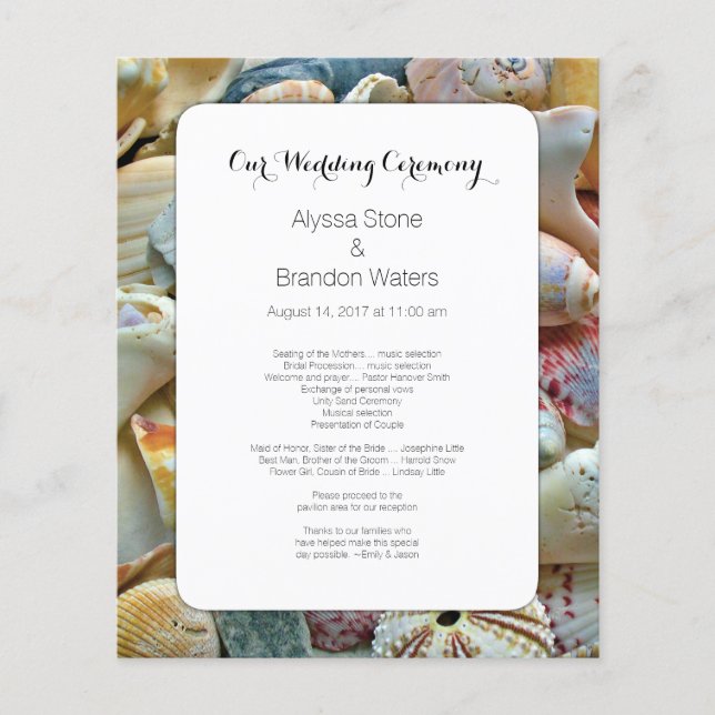 Programa de Boda Marítima en Pequeña Playa (Anverso)