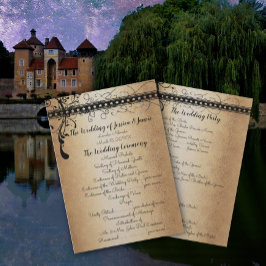 Programa de Boda Medieval Renacentista Dorado y Ne