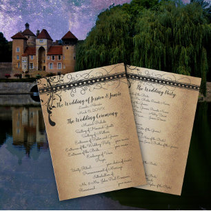 Programa de Boda Medieval Renacentista Dorado y Ne