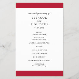 Programa de Boda Minimal Clásico Rojo Elegante y E