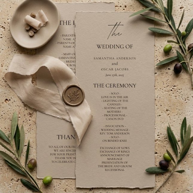 Programa de Boda Minimalista Beige | Elegante Neut (Subido por el creador)
