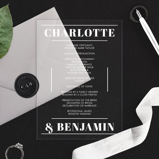 Programa de Boda Minimalista Blanco y Moderno (Subido por el creador)