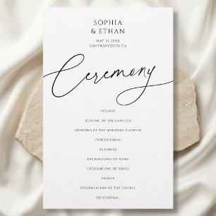Programa de Boda Minimalista Caligrafía Blanco