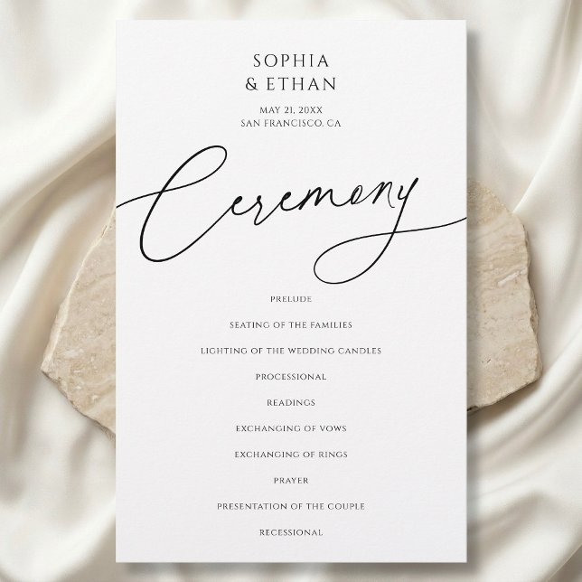 Programa de Boda Minimalista Caligrafía Blanco (Subido por el creador)