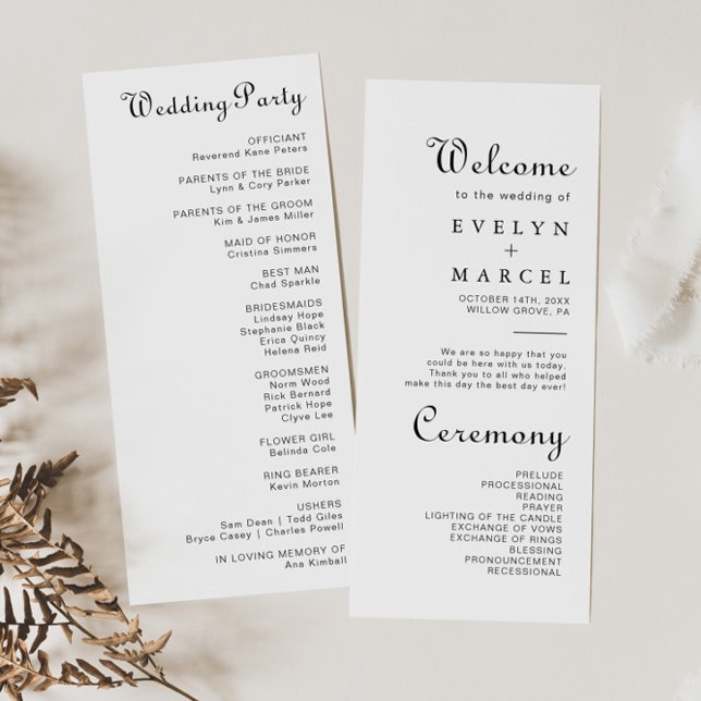 Programa de Boda Minimalista Clásica de Caligrafía (Subido por el creador)