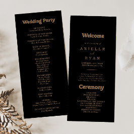 Programa de Boda Minimalista Clásico de Oro Negro