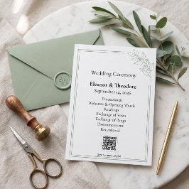 Programa de Boda Minimalista Código QR Verde Salvi