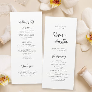 Programa de boda Minimalista con guión de Moda mod