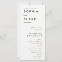 Programa de Boda Minimalista de Color Blanco