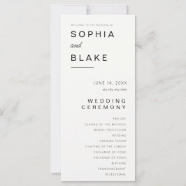 Programa de Boda Minimalista de Color Blanco