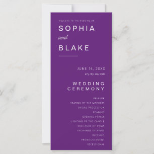 Programa de Boda Minimalista de Color Púrpura Oscu