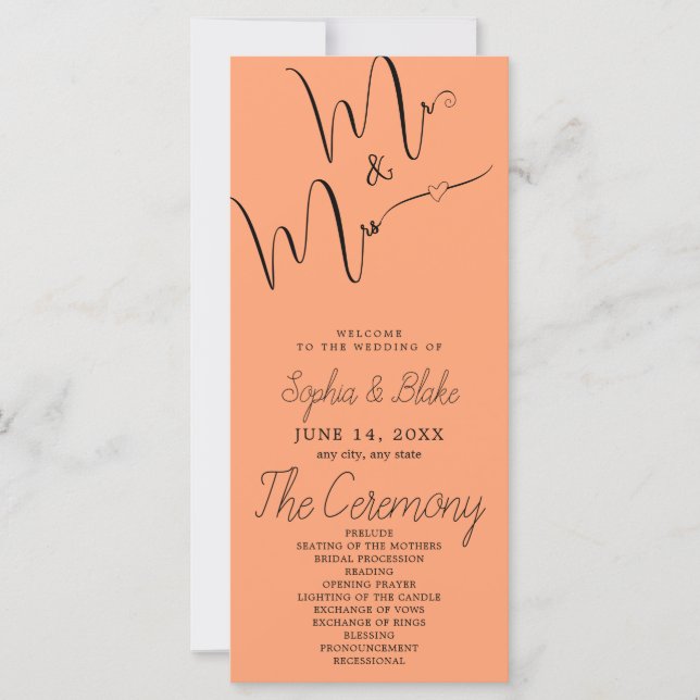 Programa de Boda Minimalista de Melón Cantalupo pa (Anverso)