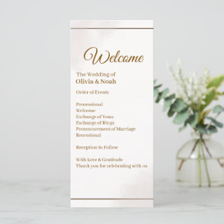 Programa de Boda Minimalista Dorado Elegante