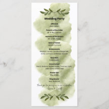 Programa de Boda Minimalista Hoja Verde Moderna