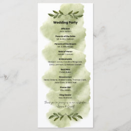 Programa de Boda Minimalista Hoja Verde Moderna