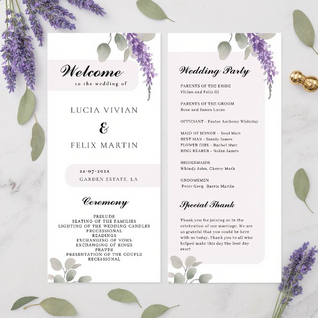 Programa de Boda Minimalista Lavanda Eucalipto (Subido por el creador)