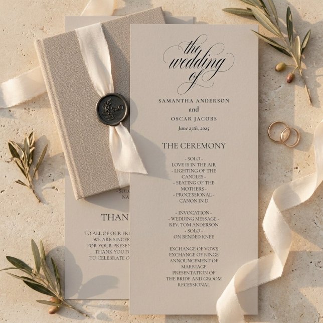 Programa de Boda Minimalista | Letra Elegante  (Subido por el creador)