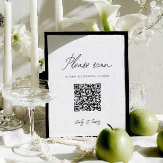 Programa de Boda Minimalista Moderno con Código QR