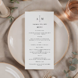 Programa de Boda Minimalista Monograma Blanco Negr