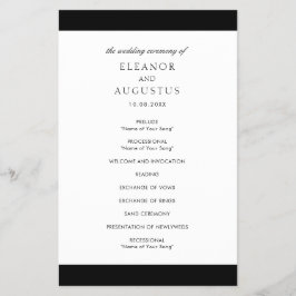 Programa de Boda Minimalista Negro Blanco Elegante