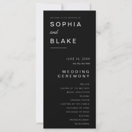 Programa de Boda Minimalista Negro Simple