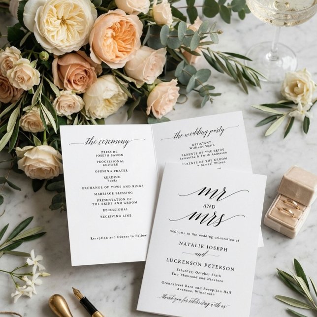 Programa de Boda Minimalista Plegado Moderno (Subido por el creador)