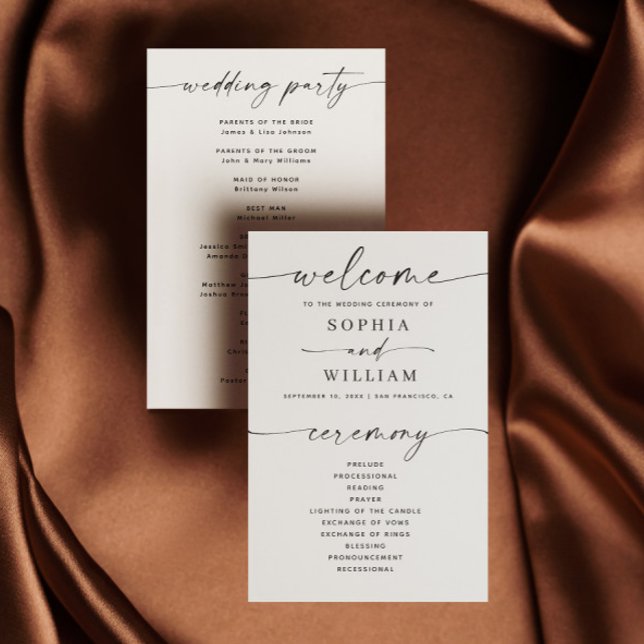 Programa de boda minimalista simple | Letra modern (Subido por el creador)